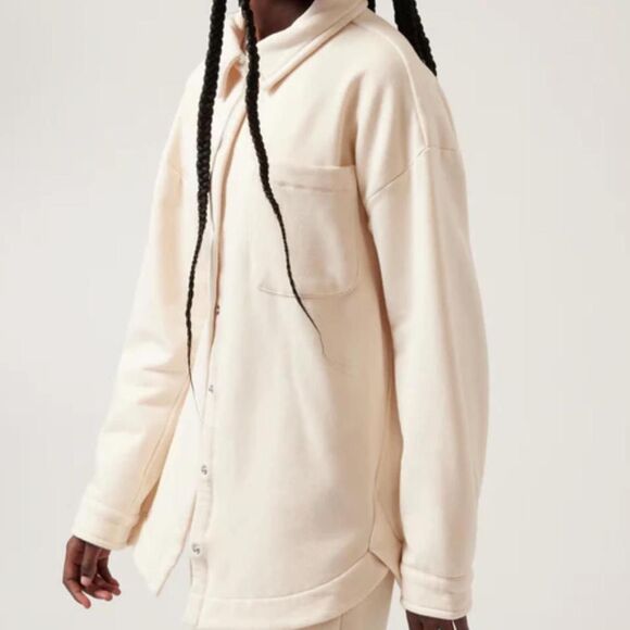 Athleta Girl RetroActive Oversized Shacket Cream Neutral Streetwear sz 16 - Picture 8 of 8